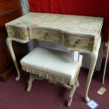 A 20th century leather clad desk with stool