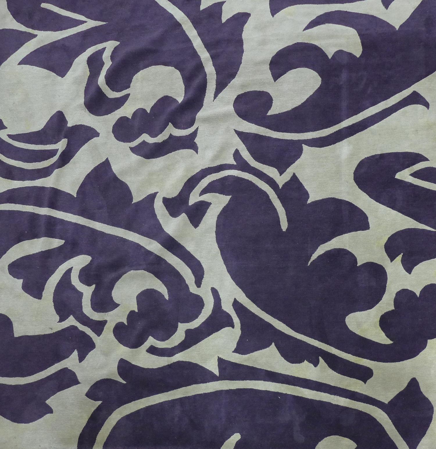 A contemporary Rug Company rug, with purple floral design, 280 x 280cm