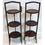 Two early 20th century mahogany folding cakes stands