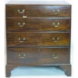 A Georgian mahogany chest of four graduating drawers, raised on bracket feet, H.106 W.103 D.50cm