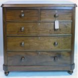 A Victorian mahogany chest of drawers, raised on turned feet, H.118 W.115 D.52cm