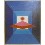Otto Cavalcanti b.1930, abstract oil on board, 46 x 35cm
