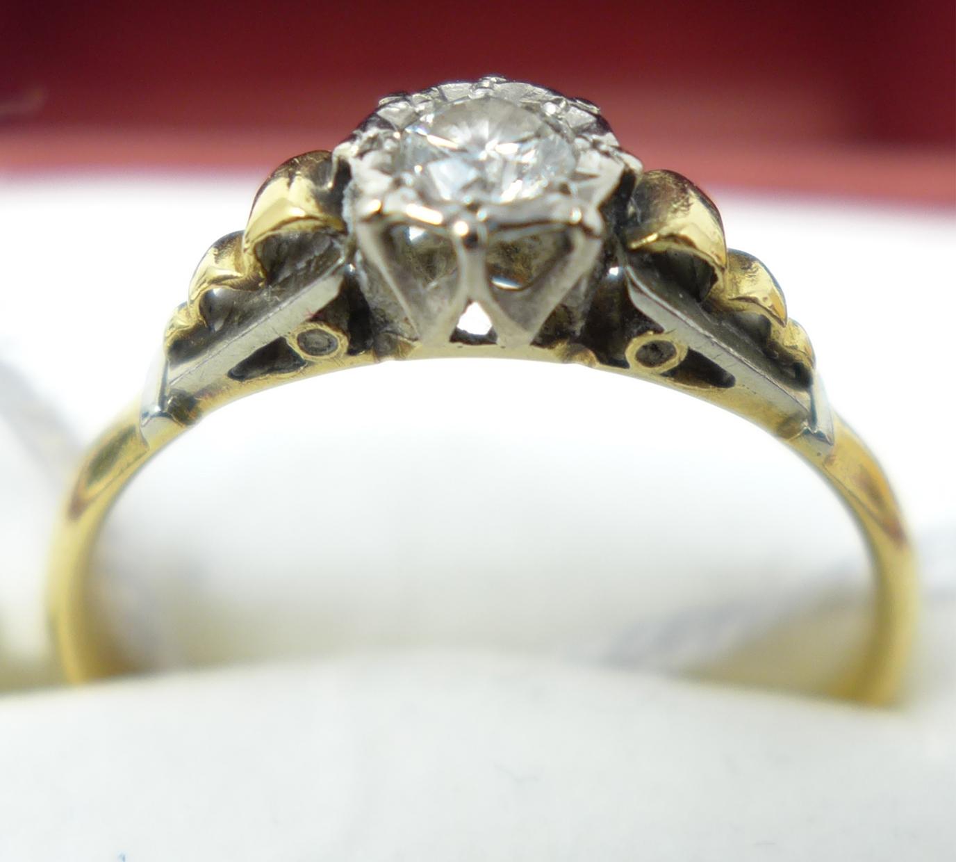 An 18ct gold and platinum diamond solitaire ring - Image 2 of 2