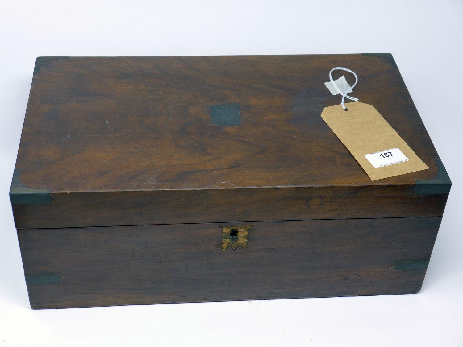 A 19th century mahogany writing slope, H.16 W.40 D.23cm