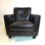 A brown leather armchair