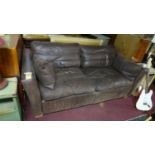 A brown leather sofa