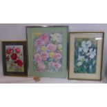 Daphne Featherstone-Witty, three watercolours of flowers