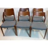 A set of six mid 20th century danish teak dining chairs