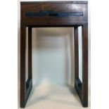 An early 20th century walnut side table, with single drawer bearing label for 'Acme' product,