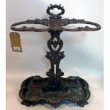 A Coalbrookdale style cast iron stick stand, H.65 W.47 D.31cm