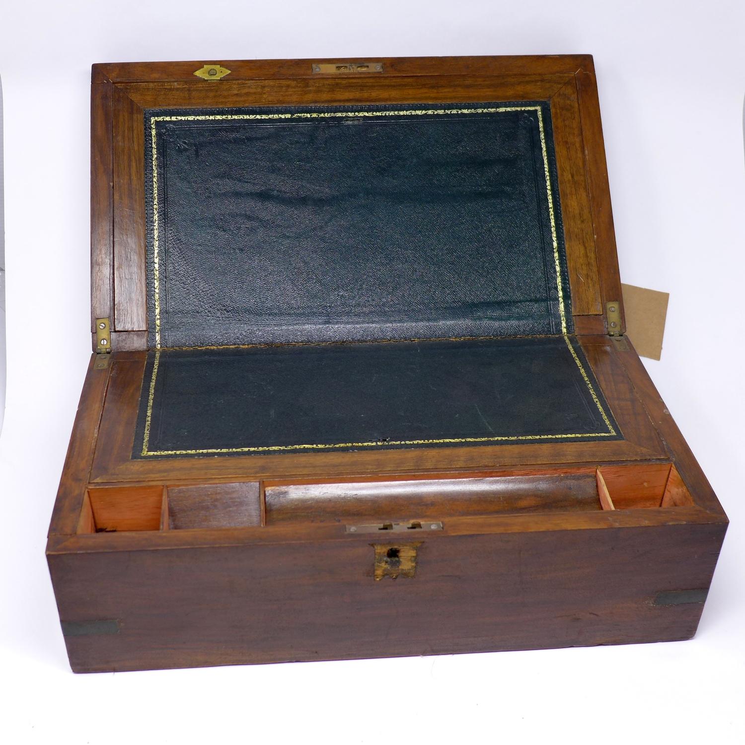 A 19th century mahogany writing slope, H.16 W.40 D.23cm - Image 2 of 2