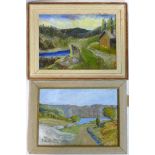 Two oil on boards of landscape scenes, both 29 x 39cm