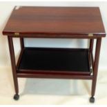 A 20th century exotic hardwood fold over tea trolley