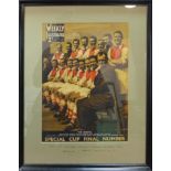 A framed and glazed 1936 Arsenal FA Cup Winners colour print, 40 x 30cm