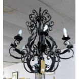 A wrought iron chandelier