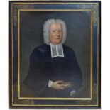 A late 18th/early 19th century oil on canvas, portrait of a judge, in gilt and ebonized frame, 74