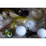 Two boxes of Venini and Murano handblown glassware items in a variety of colours and styles
