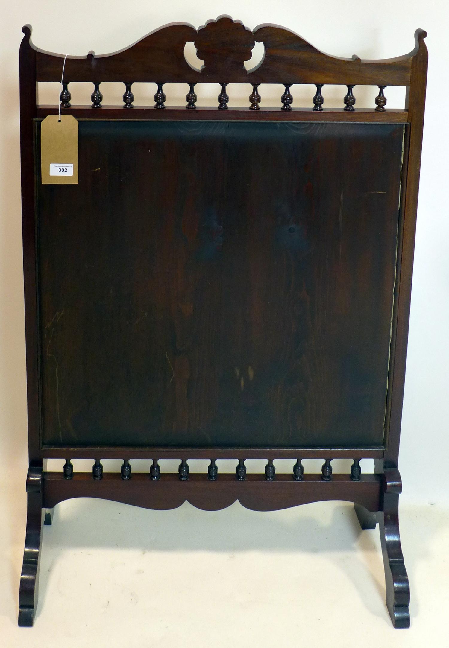 A late 19th century mahogany fire screen with embroidered panel, H.102 W.66 D.28cm - Image 2 of 2