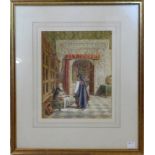 Thomas Robert Macquoid (1820-1912), church interior scene, watercolour, 26 x 20cm