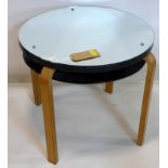 An early 20th century Alvar Aalto table with mirrored top, H.57 D.69cm