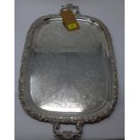 A Garrard & co silver plated twin handled serving tray, 61 x 38cm