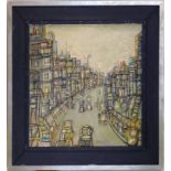 A mid 20th century impasto painting, street scene, oil on board, signed Bernard 69, 52 x 52cm