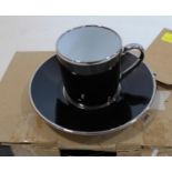 Legle Limoges: black and platinum collection - 4 boxed expresso cups and 4 saucers