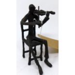After Giacometti, bronze study of a violin player