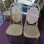 A set of 8 bentwood dining chair by Dinette, some caning needs repairing
