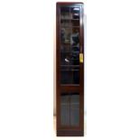 A 20th century tall narrow mahogany bookcase, H.190 W.41 D.31cm