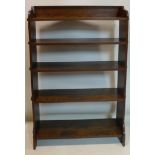 An early 20th century large pegged oak open bookcase, H.122 W.92 D.25cm