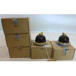 Legle Limoges, 6 porcelain lidded butter dishes or trinket dishes with gilded duck finials, H: 8cm