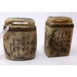 Two late 19th/early 20th century Chinese soapstone chop seals