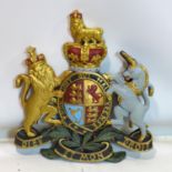 A cast plaster Royal Coat of Arms, 76 x 70cm