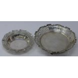 Two silver dishes with pierced decoration, 13oz