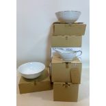 Legle Limoges white porcelain and platinum rimmed collection: 8 large serving bowls and 2 gravy