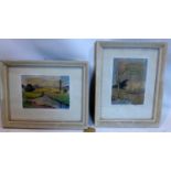 George Kratz, two landscape scenes, gouache on ice paper, both signed and titled in pencil to