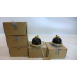 Legle Limoges, 6 boxed lidded butter dishes or trinket dishes with gilded duck finials, H: 8cm