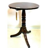 A 19th century mahogany tilt top wine table raised on splayed legs, H.71 D.50cm