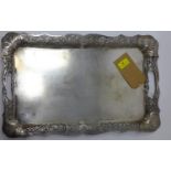 A Continental white metal serving tray, stamped 'R.J. Co, T.G.97', 45oz, 51 x 32cm
