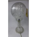 A 20th century crystal table lamp, H.44cm