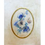 A Victorian floral watercolour of amenonies in an oval mount, unsigned, 29 x 22.5cm