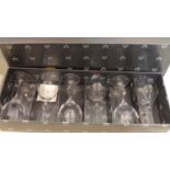 6 Mario Cioni Italian clear glass wine glasses, engraved to base, H: 17.5cm each