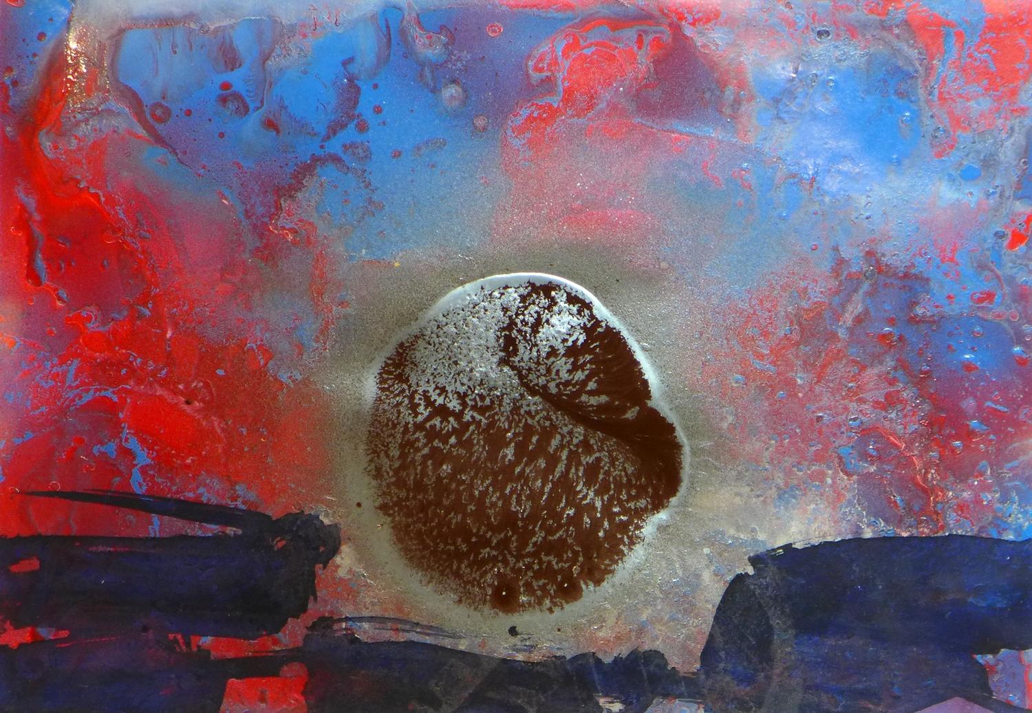 Dennis Bowen (Contemporary), oil and mixed media on paper entitled 'Planetscape-Aphrodite Series' 17