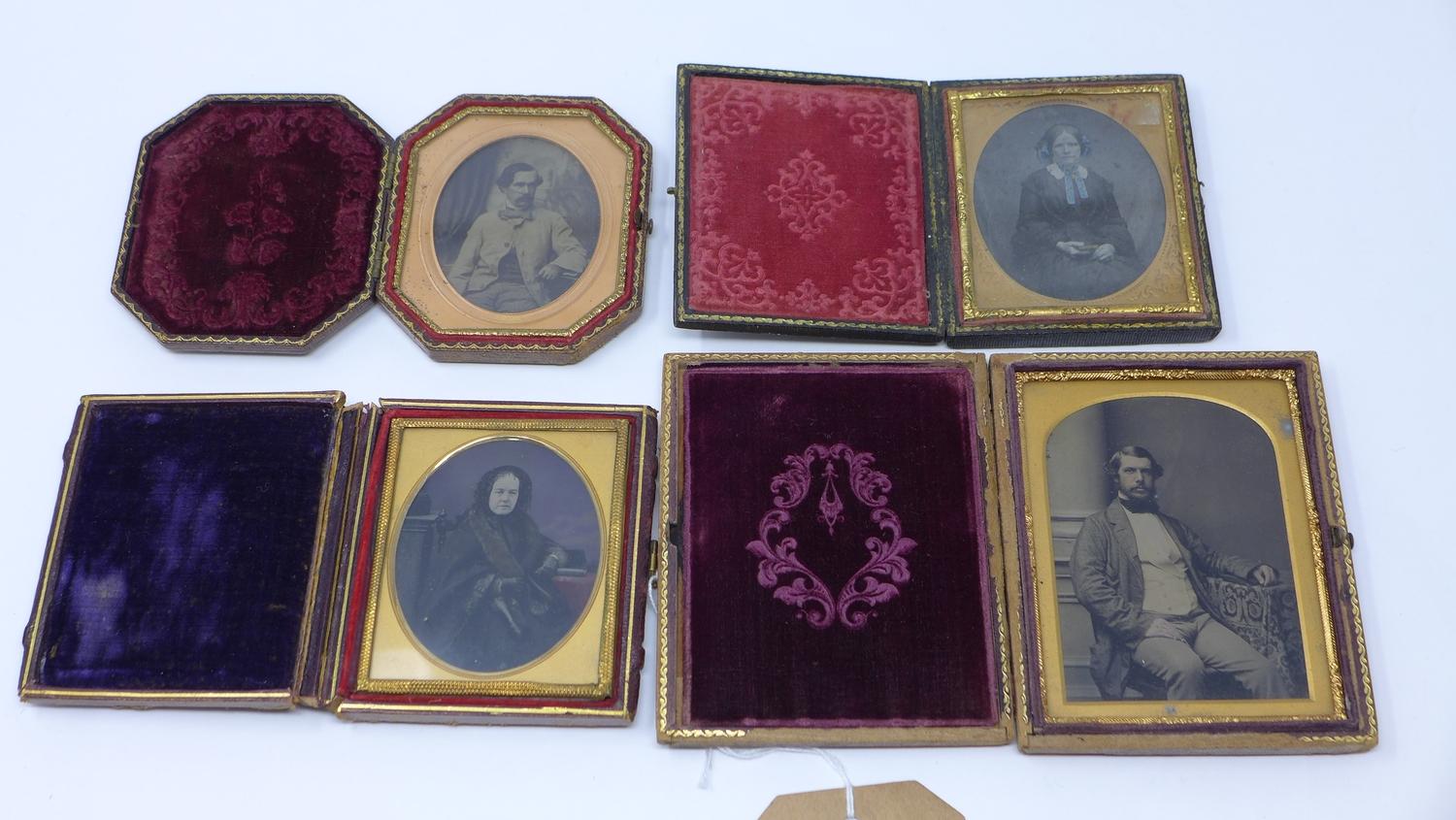 Four Victorian daguerreotypes in leather cases - Image 2 of 2