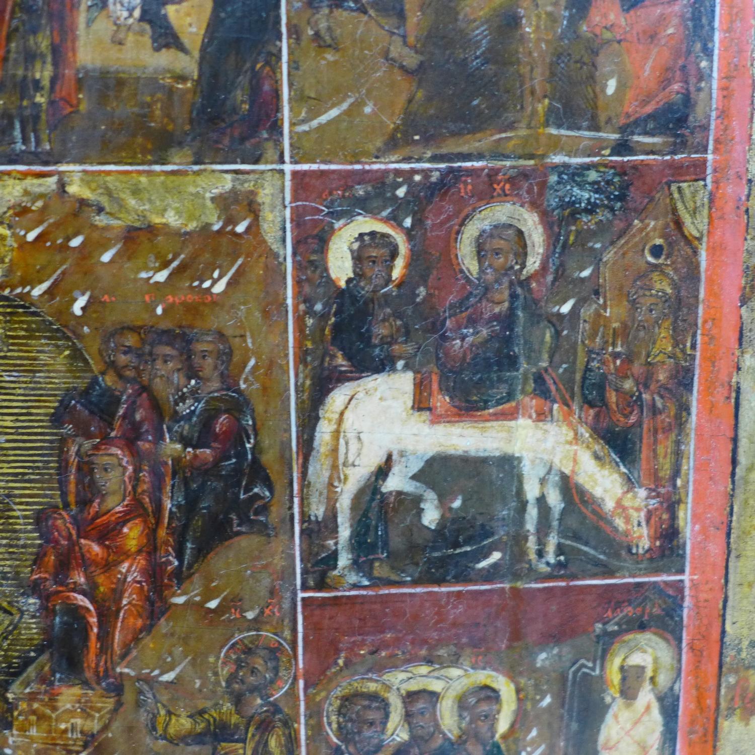 A Russian icon of the Descent into Hell, the Resurrection and the Twelve Feasts, tempera on wood - Image 3 of 3