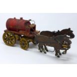 A vintage scratch built model of a horse and oil cart, H.16 W.38 D.10cm