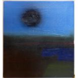 Dennis Bowen (contemporary) oil on canvas entitled 'Blue Panorama' 1989, 40.5 x 35.5cm