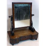 An early 19th century mahogany vanity mirror with three drawers, H.58 W.45 D.24cm