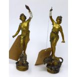 A pair of early 20th century spelter statues, H.29cm